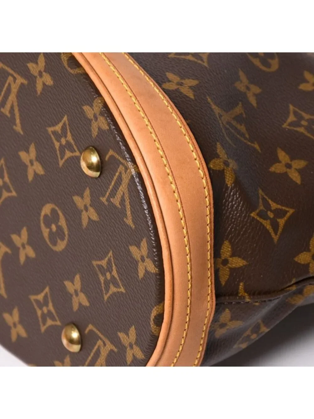 Louis Vuitton Bucket PM Handbag Monogram Brown Leather Gold